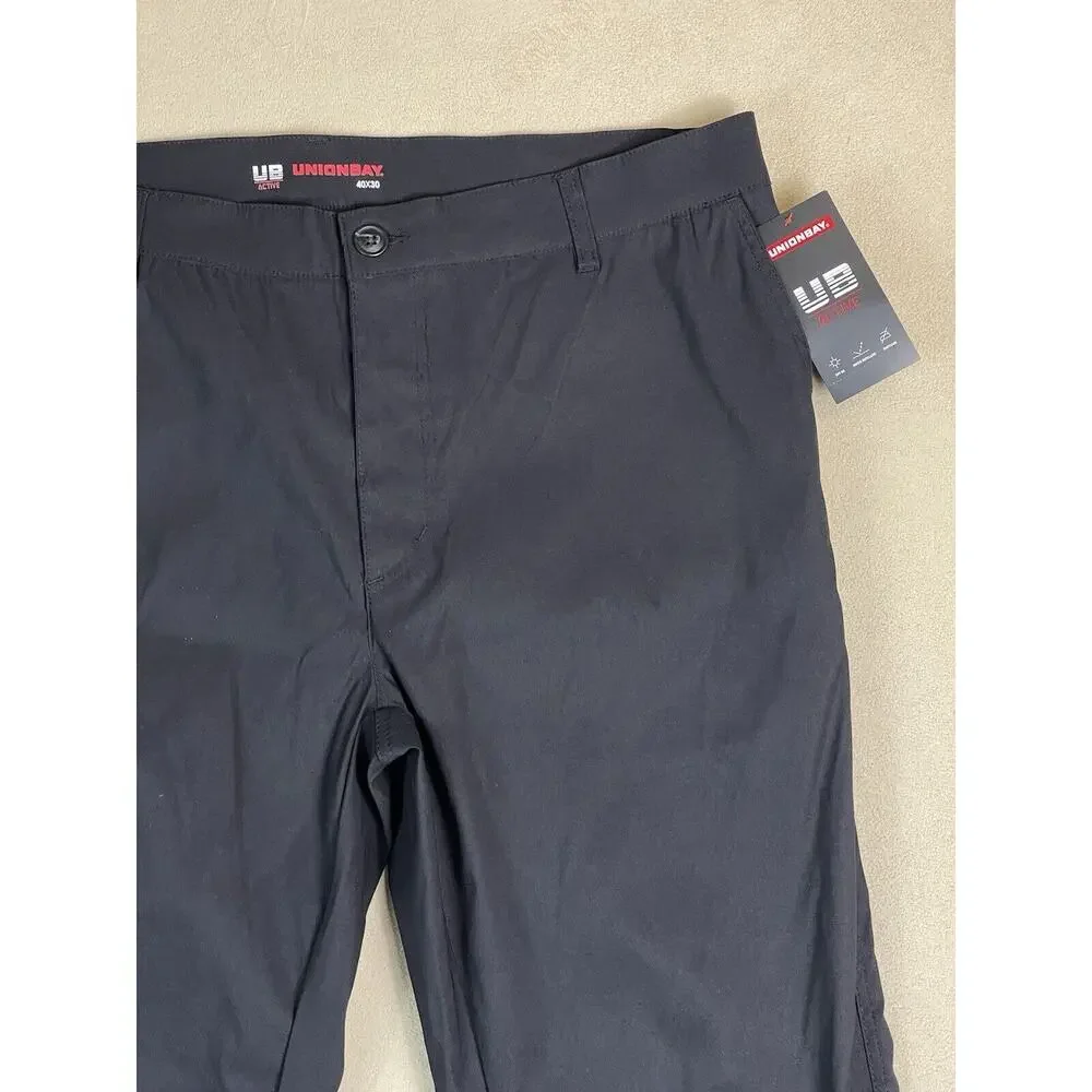 UB Active Pants Adult 40x30 Black Union‎ Bay Rainier Pant Chino Casual Mens NWT